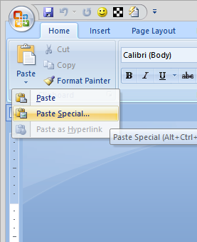 Edit > Paste