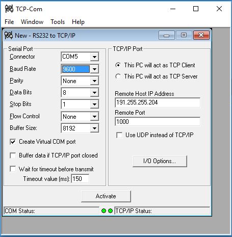 Serial communication program rs232 adapter